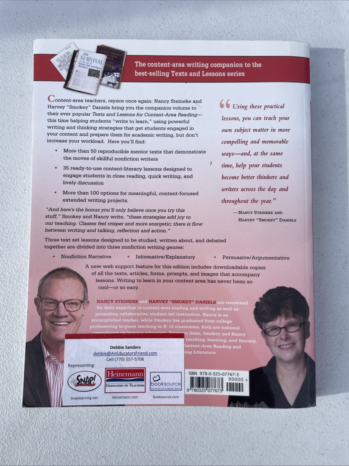Texts and Lessons for Content-Area Writing With More Than 50 Texts 2016