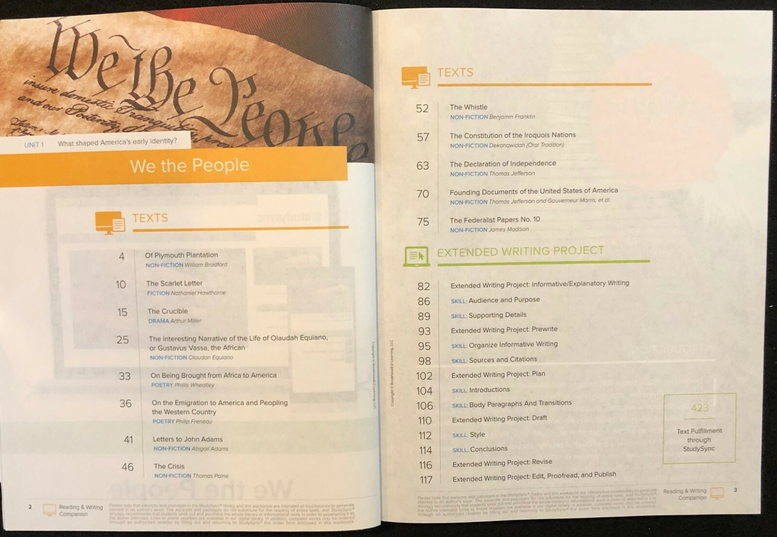 11th – STUDY SYNC Teacher Resource Companion & Reading/Writing Student Companion