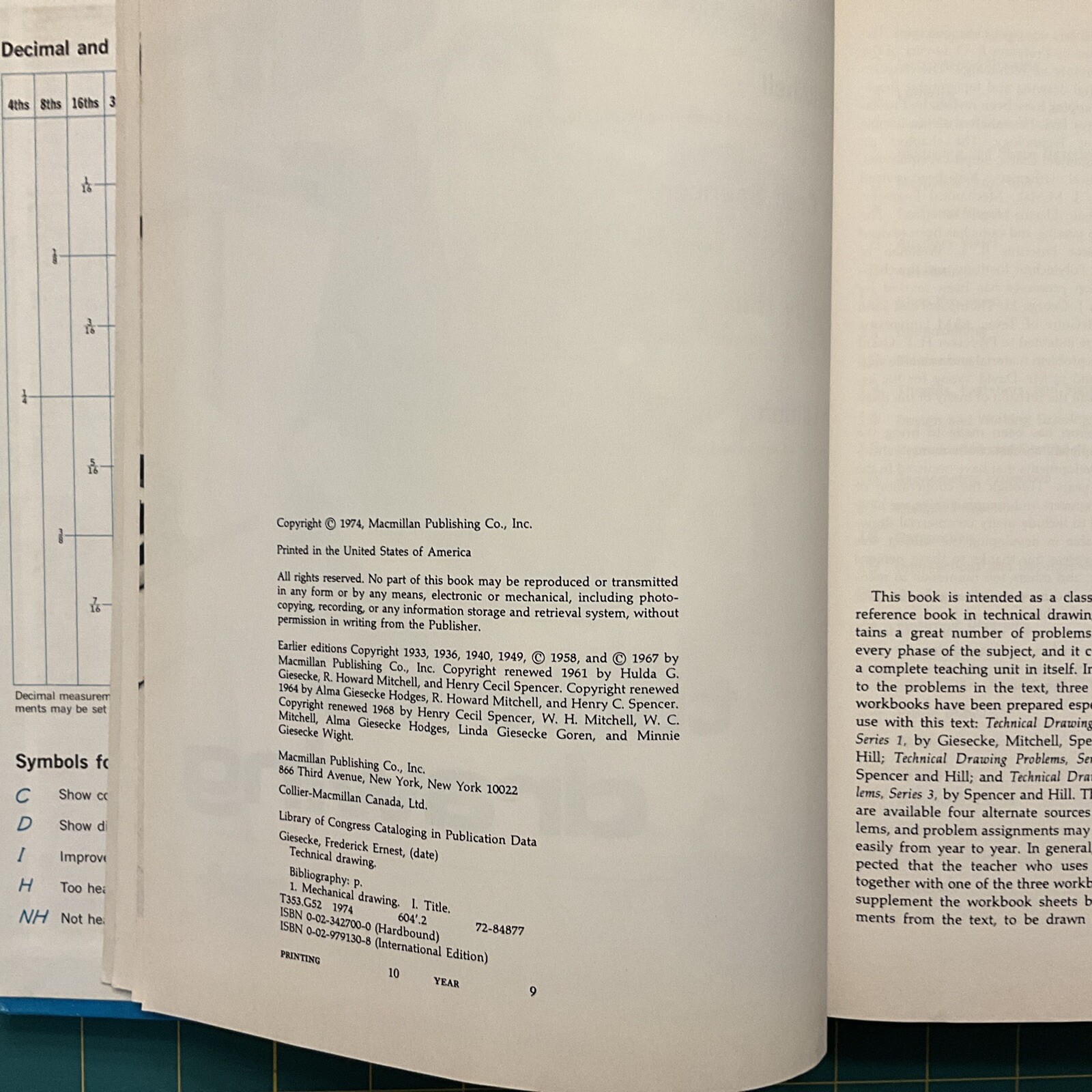 Technical Drawing Sixth Edition Hardcover 1974 Giesecke Mitchell Spencer Hill