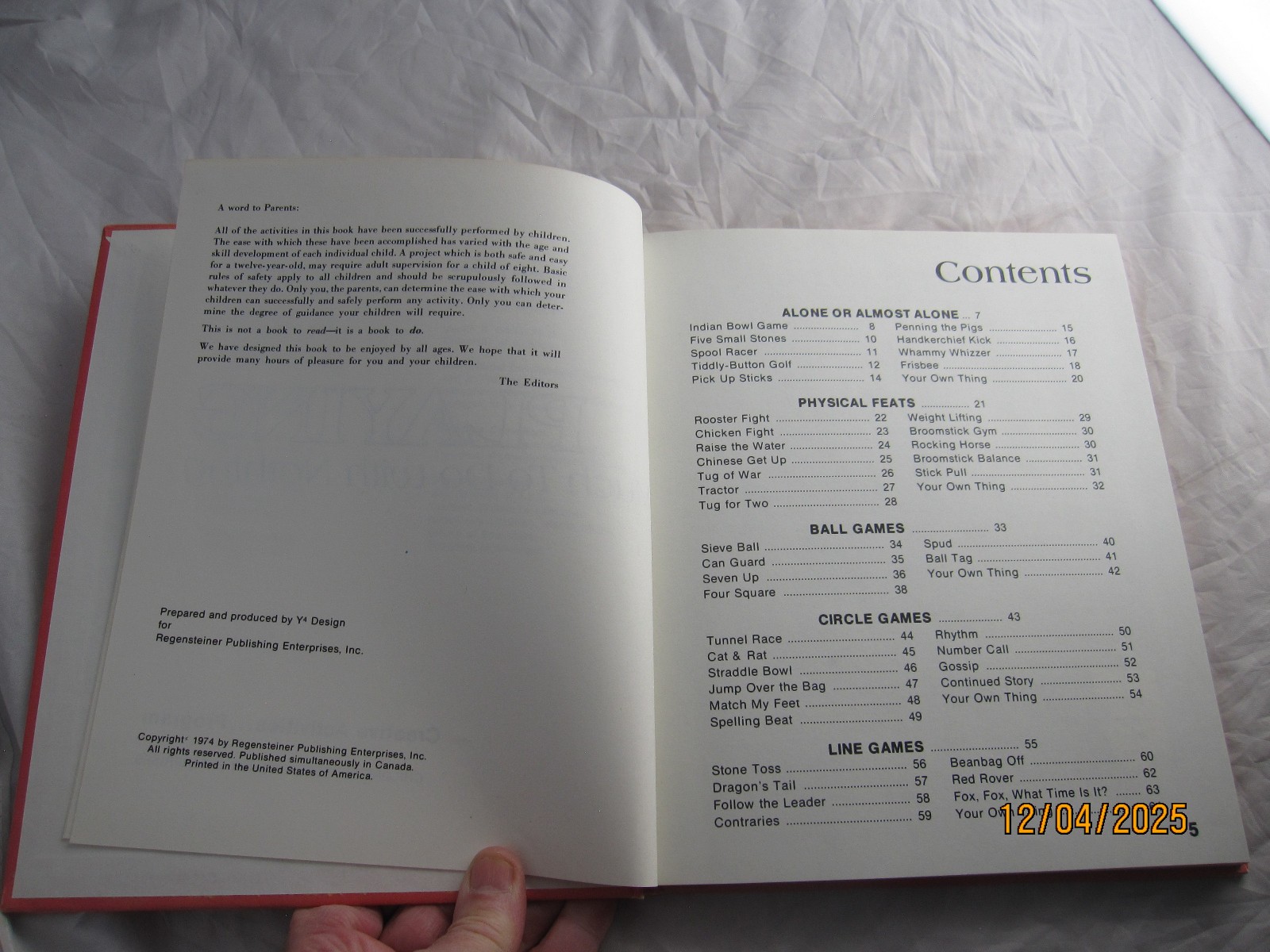 CREATIVE ACTIVITIES PROGRAM:Playing /1974 Hardbound