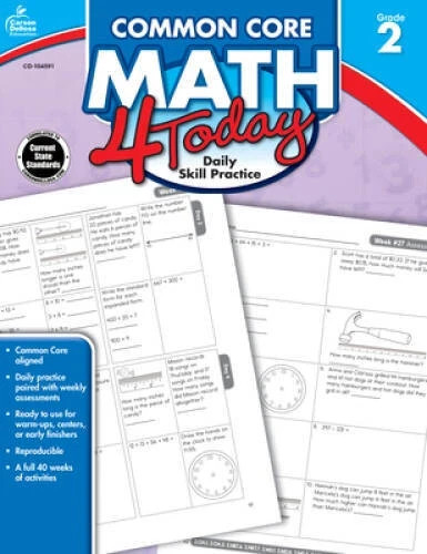 NEW Carson Dellosa Common Core 4 Today Workbook, Math, Grade 2, 96 Pages