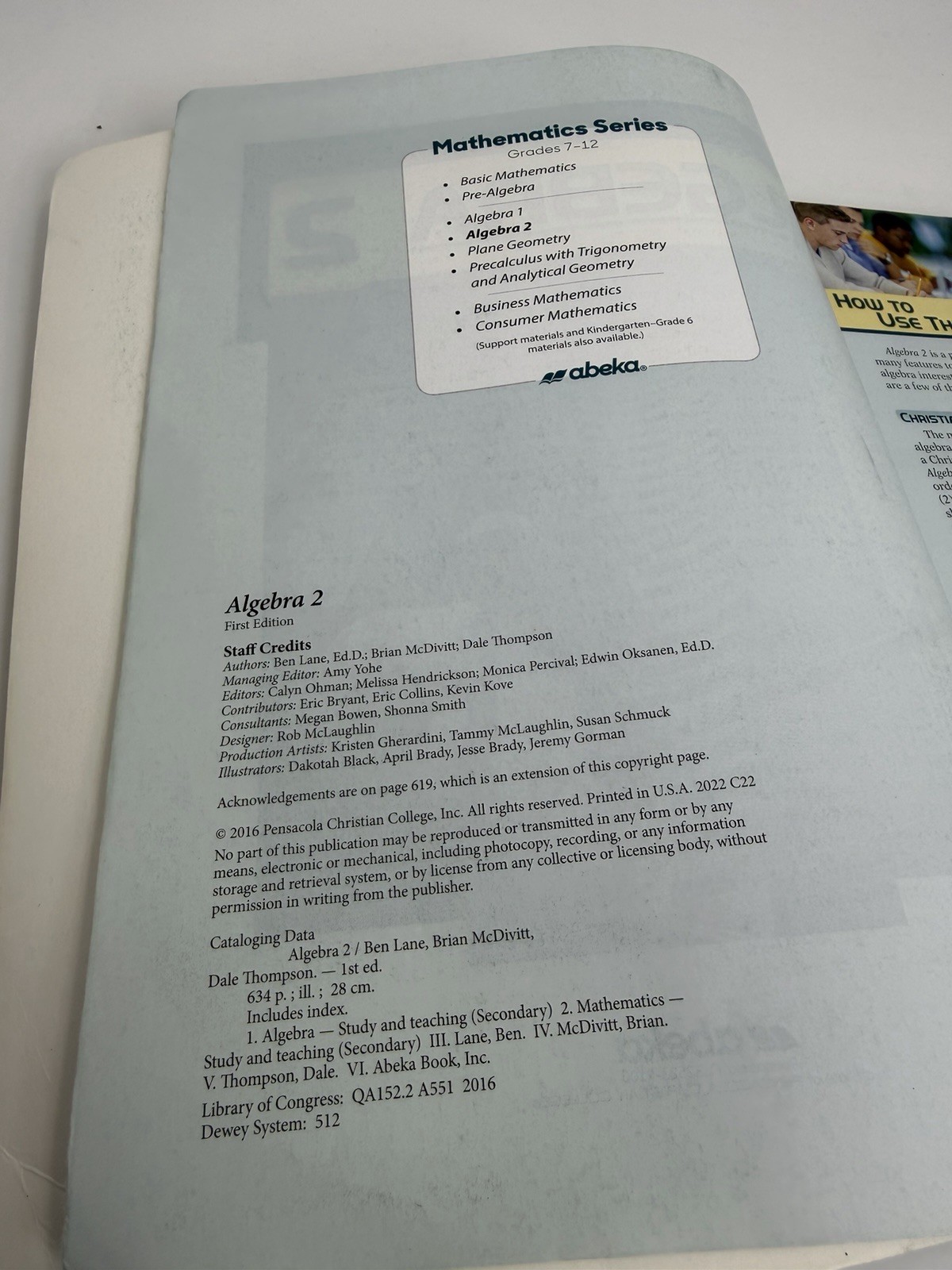 Abeka Mathematics Algebra 2, First Edition (2016) Highlighted But Good