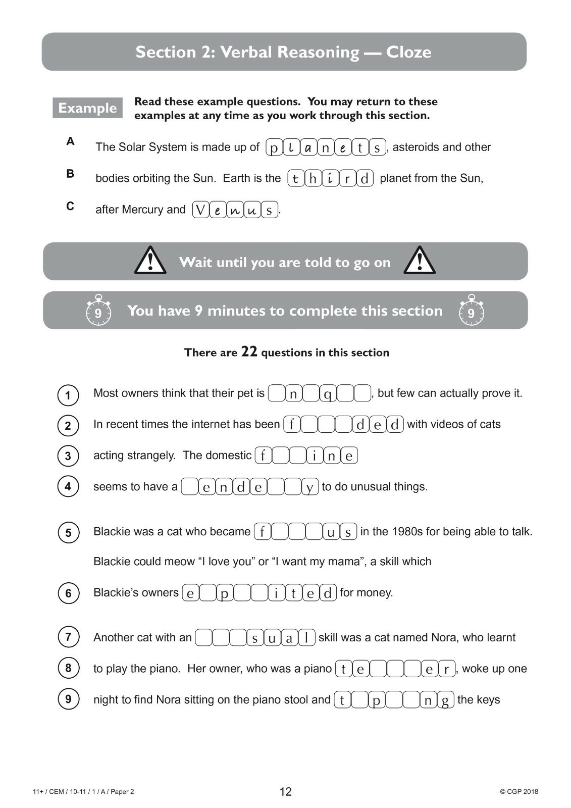 11+ Plus Year 6 CEM Practice Papers 2 Full Set with Answer Pack 1 Ages 10-11 Cgp