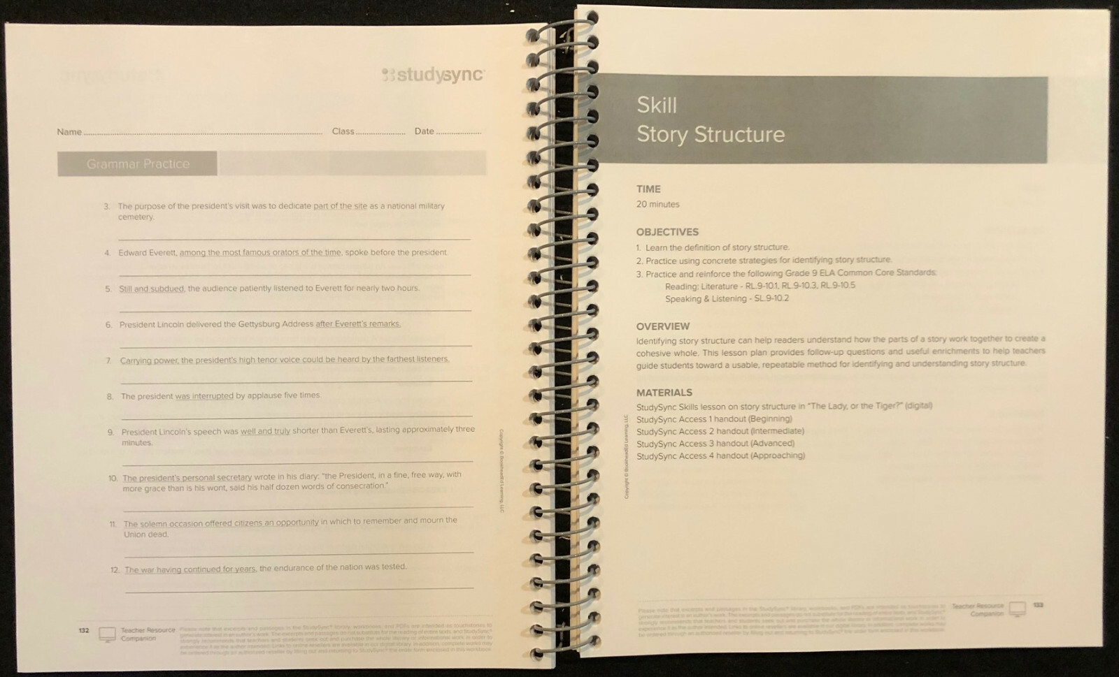 9th – STUDY SYNC Teacher Resource Companion & Reading/Writing Student Companion
