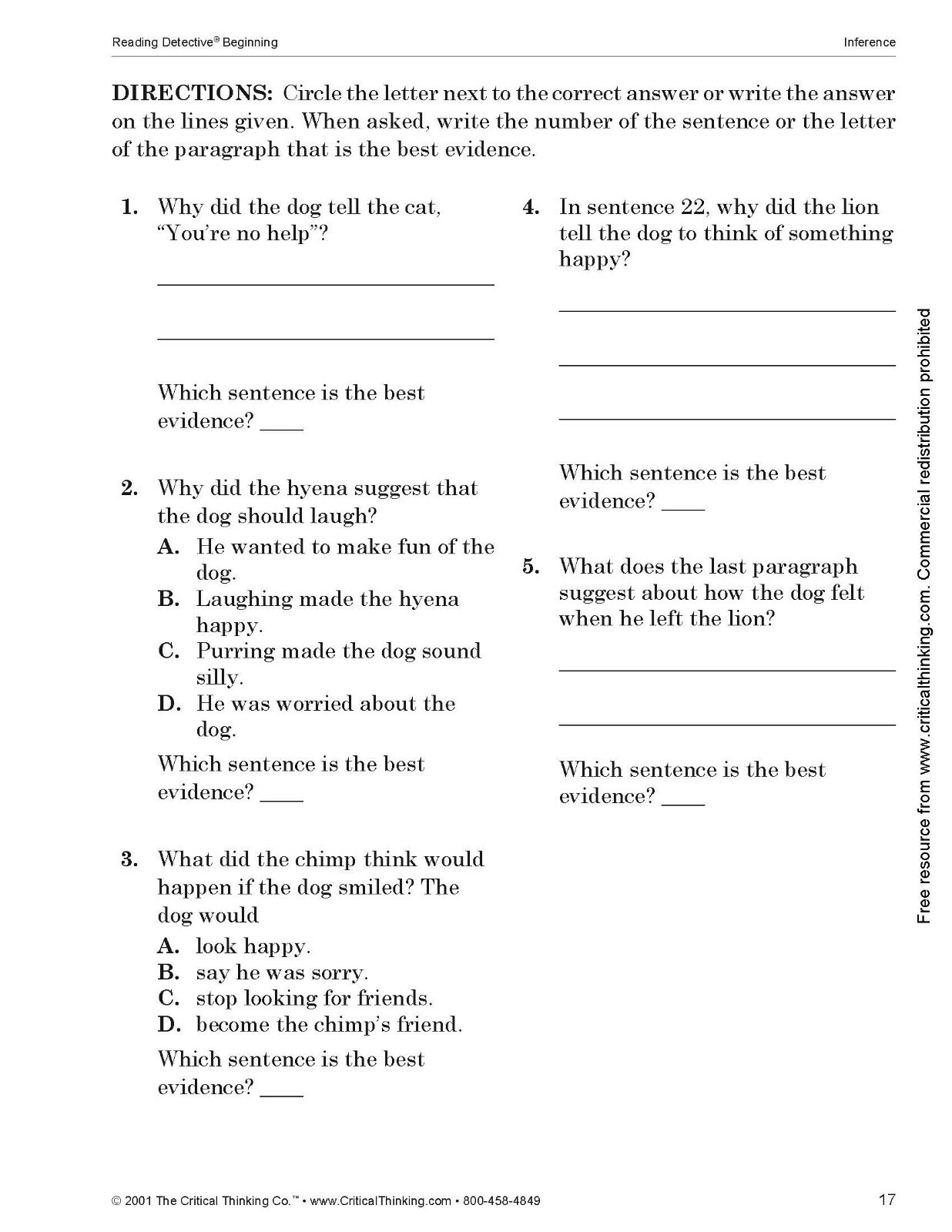 Reading Detective Beginning Workbook, Using Higher-Order Thinking (Grades 3-4)