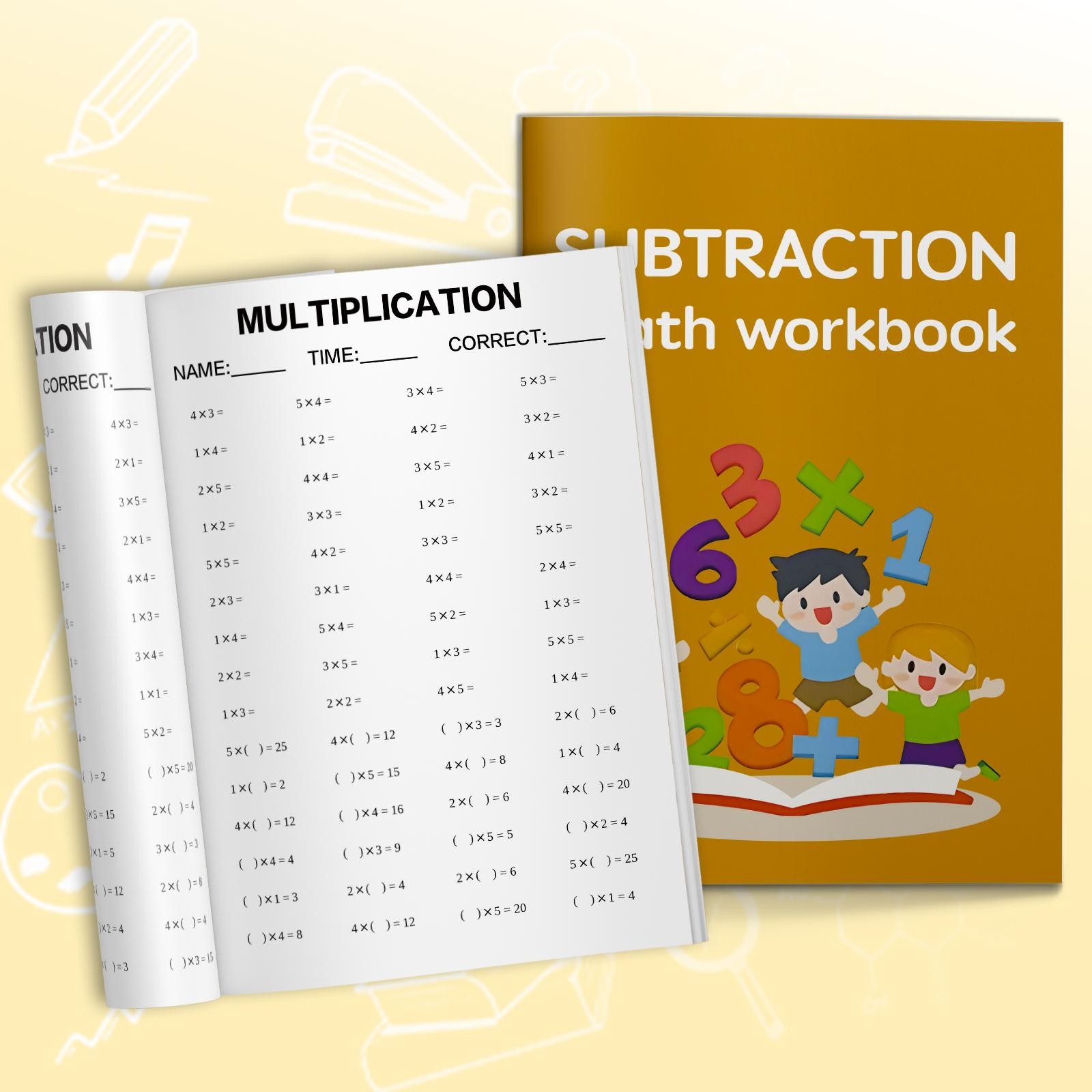 4PCS Kids Math Workbook Set – Addition, Subtraction, Multiplication & Division