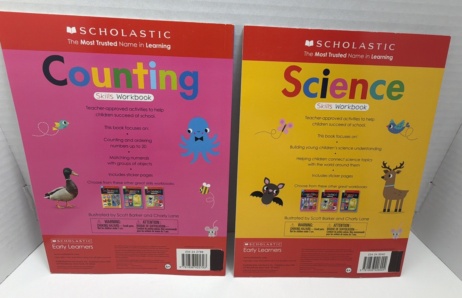 Scholastic Counting & Science Bundle Skills Workbook Pre-Kindergarten-Brand New
