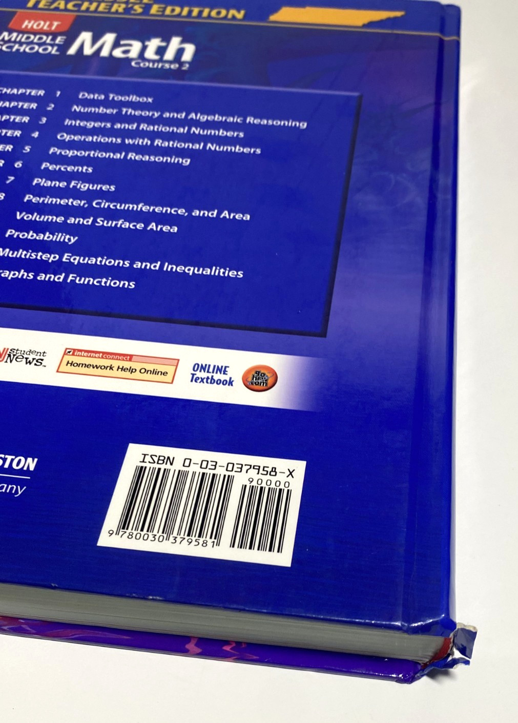 Holt Middle School Math Course 2 Tennessee Teacher’s Edition Algebra Readiness