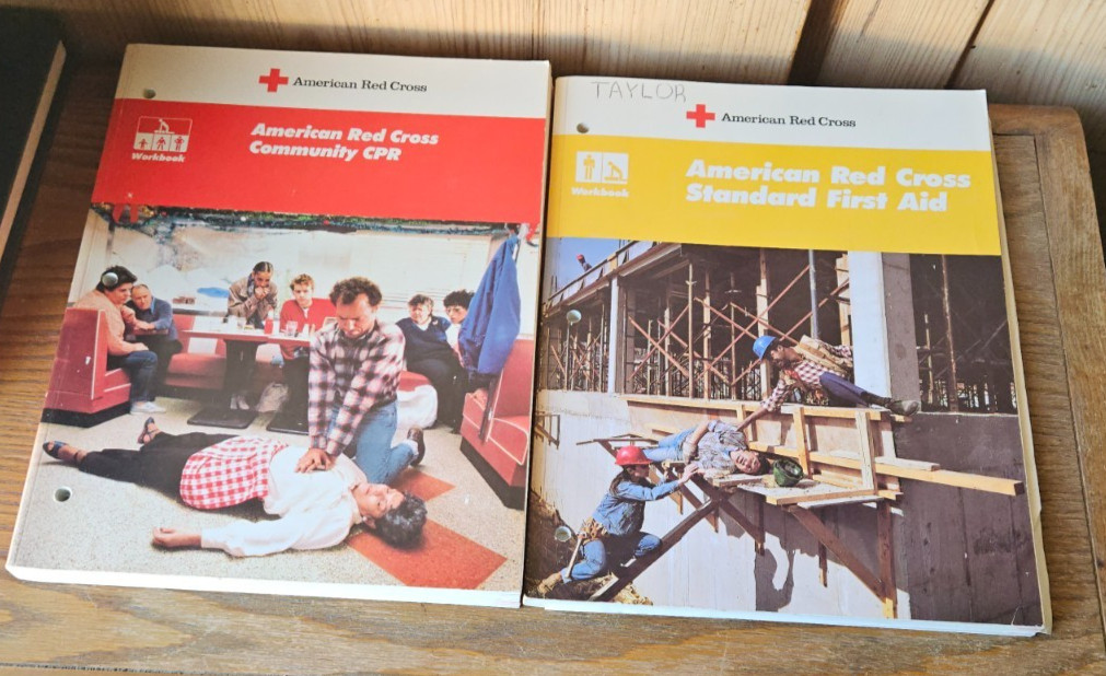 AMERICAN RED CROSS WORKBOOK SET. STANDARD FIRST AID /COMMUNITY CPR. 1988 BOOKS