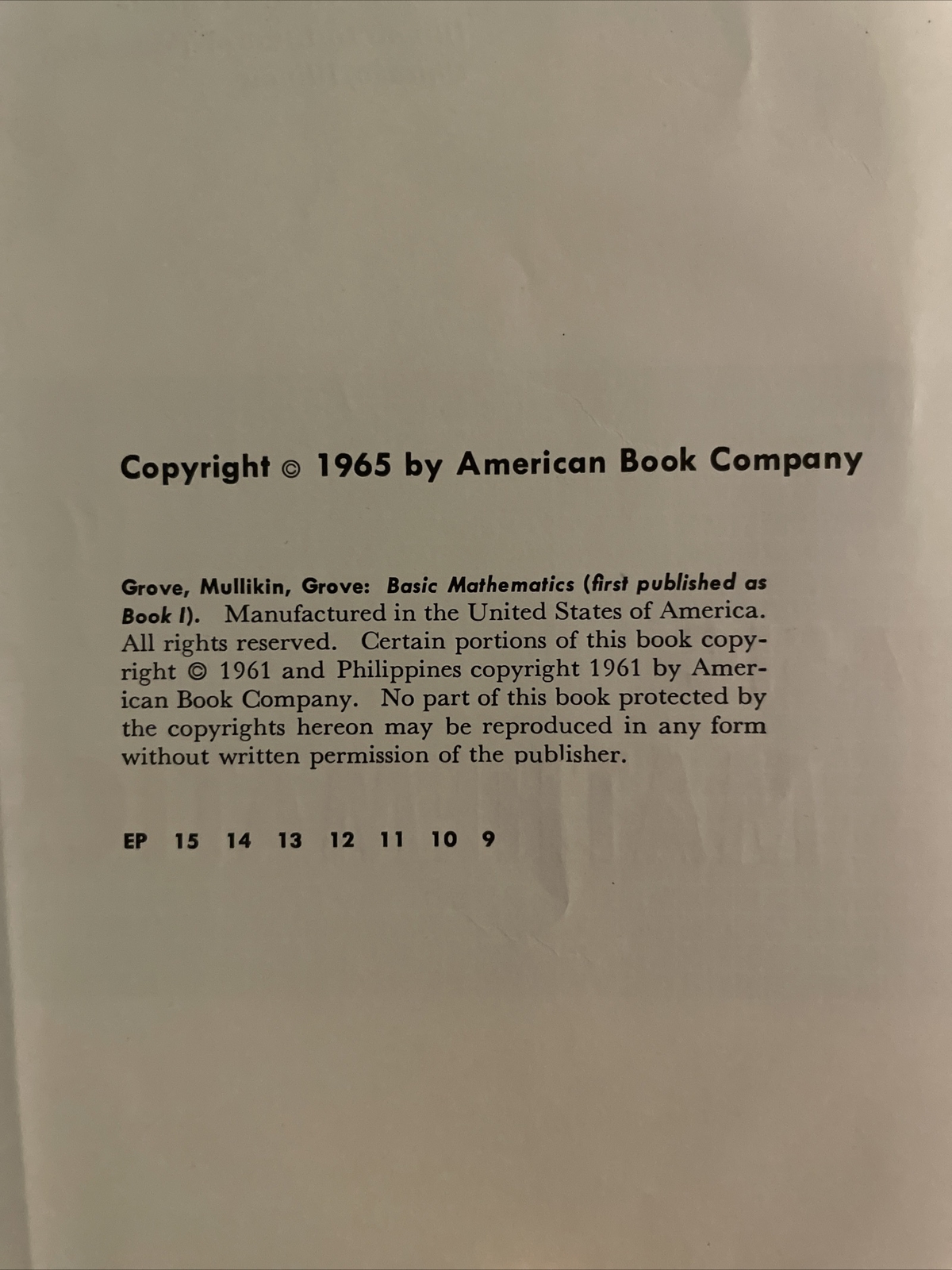 basic mathematics Grove Millikan Grove. 1965 By The American Book Company