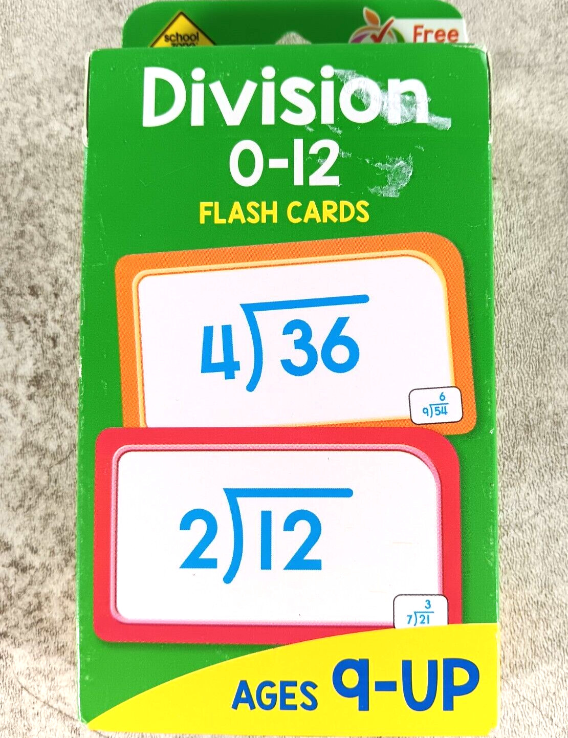 School Zone Division 0-12 Flash Cards Ages 9 and Up 3Rd Grade 4Th Grade