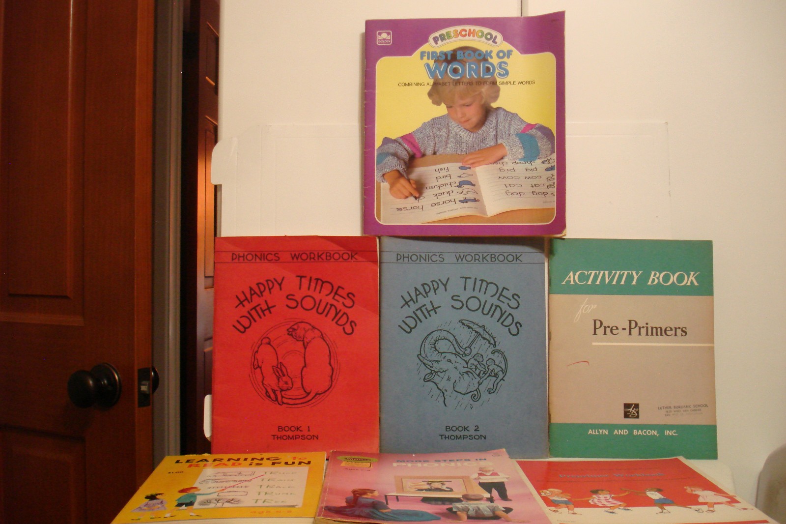 Lot of 7 Vintage Learning Phonics Reading Paperback Workbooks 1950 to 1987