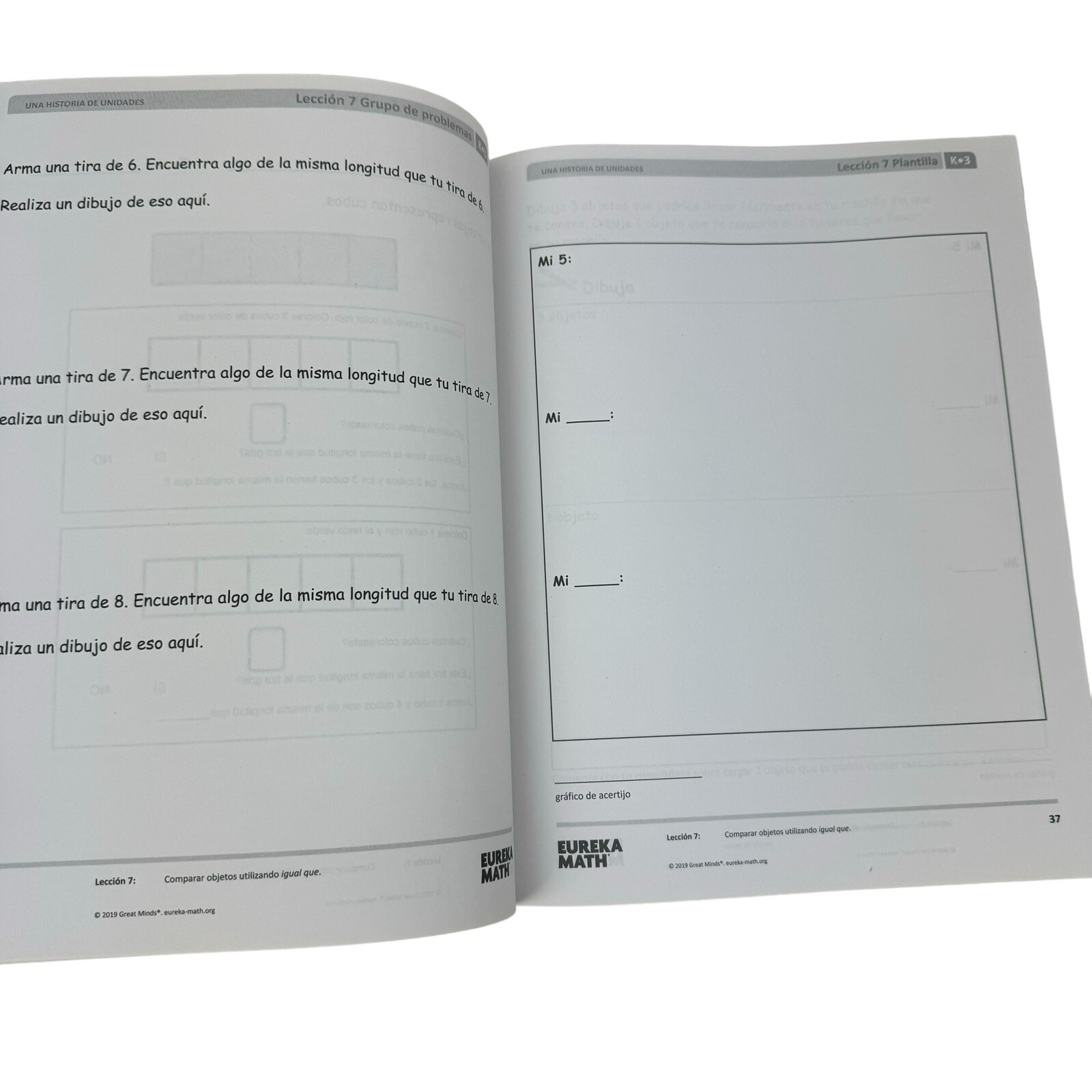 Spanish Eureka Math Learn Workbook Grade K Module 3 by Great Minds