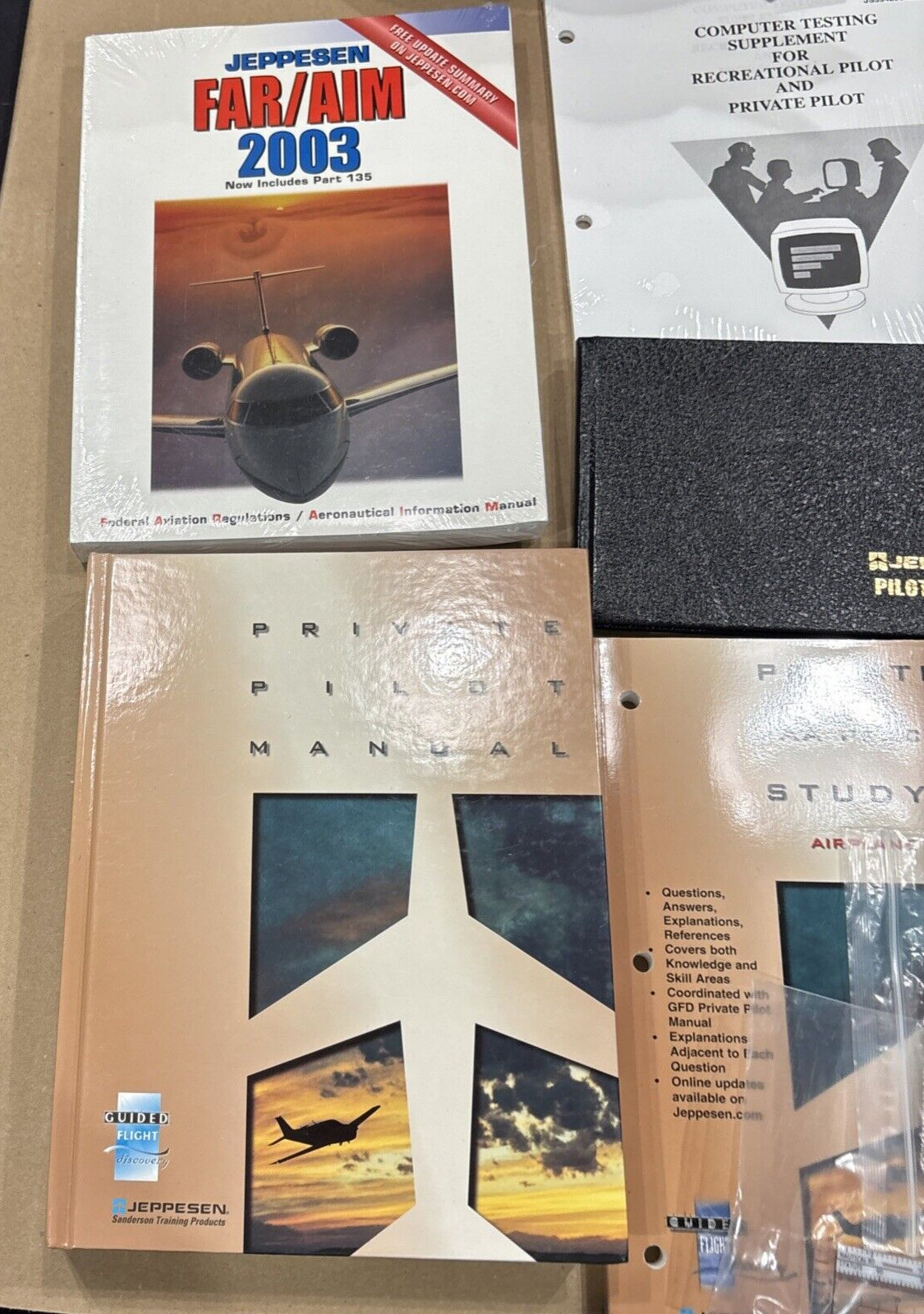 c2003 Jeppesen Private Pilot Aviation Student Test Prep & Study Kit w/ Bag NOS