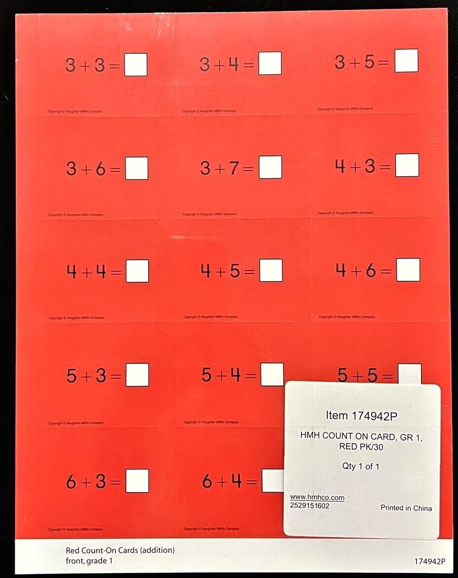 1st Grade – MATH CARDBOARDS CLASS SET – Addition & Subtraction (30/pkg) (6 pkgs)