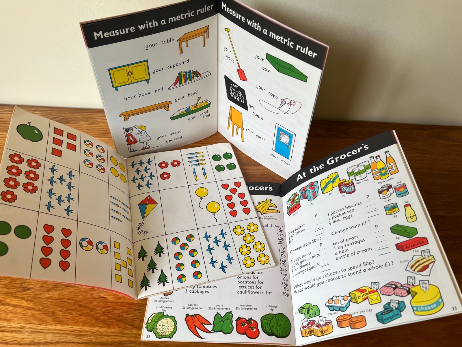 Learning Numbers ,1970s primary school workbooks 3 x Maths . unused . like new.