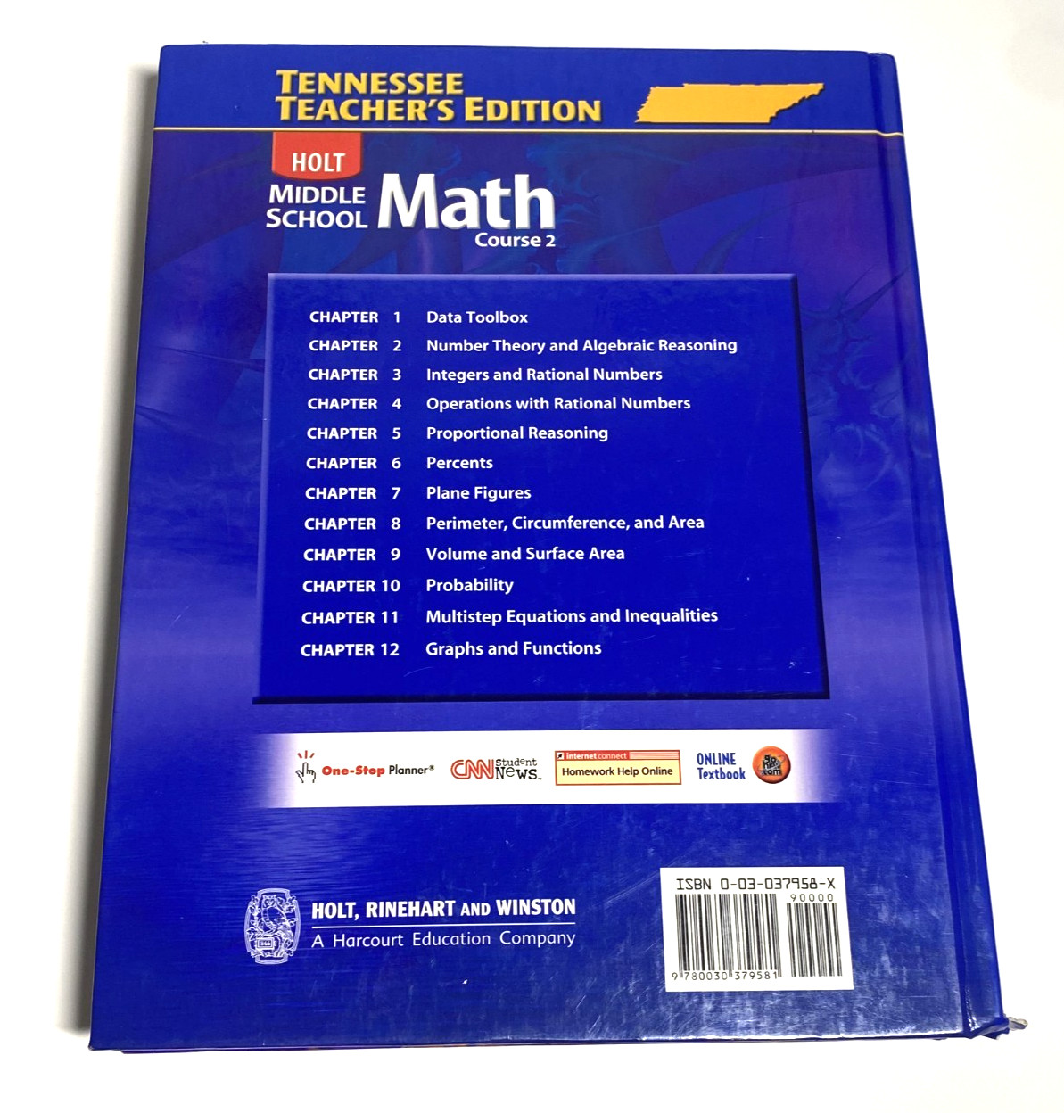 Holt Middle School Math Course 2 Tennessee Teacher’s Edition Algebra Readiness