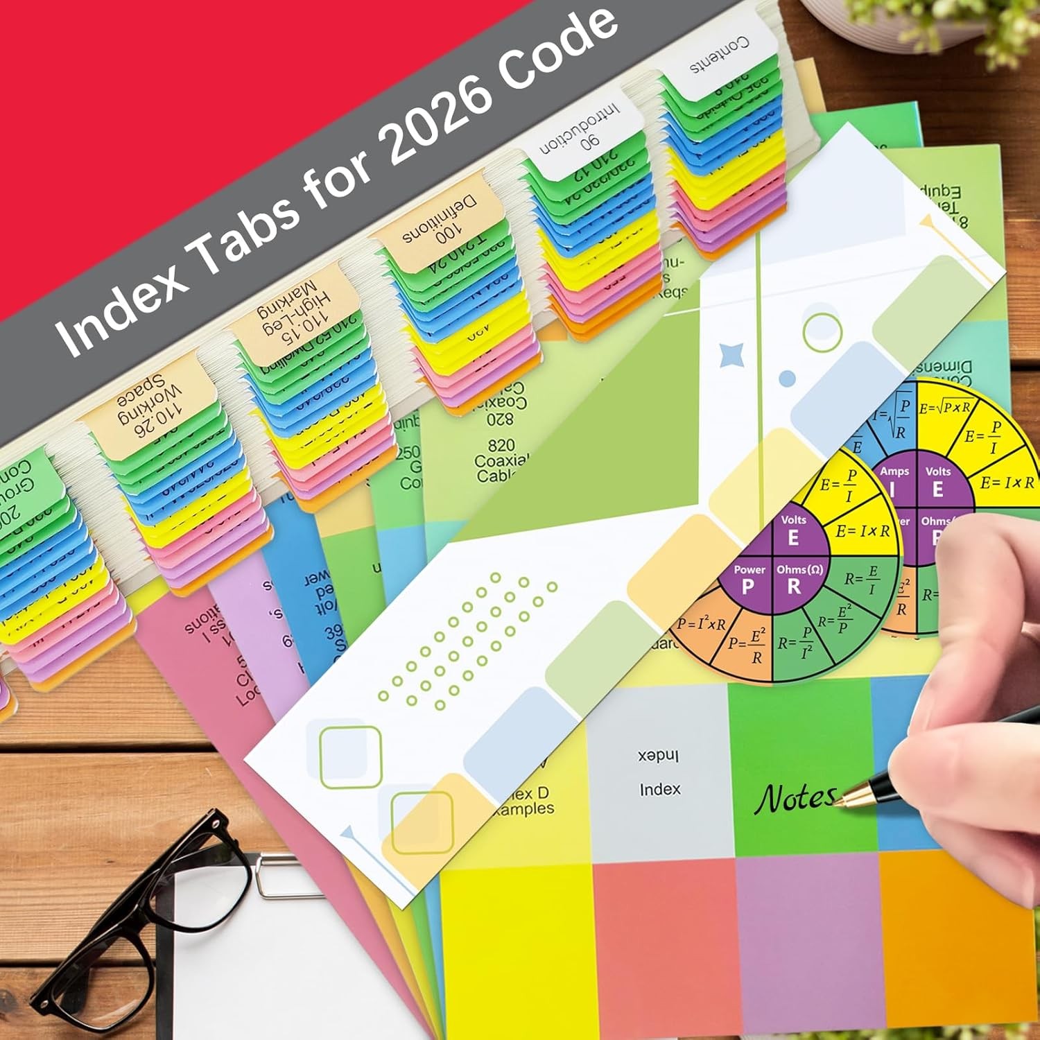Electrical Code Tabs for NEC 2026, 150 PCS Laminated & Color-Coded for National