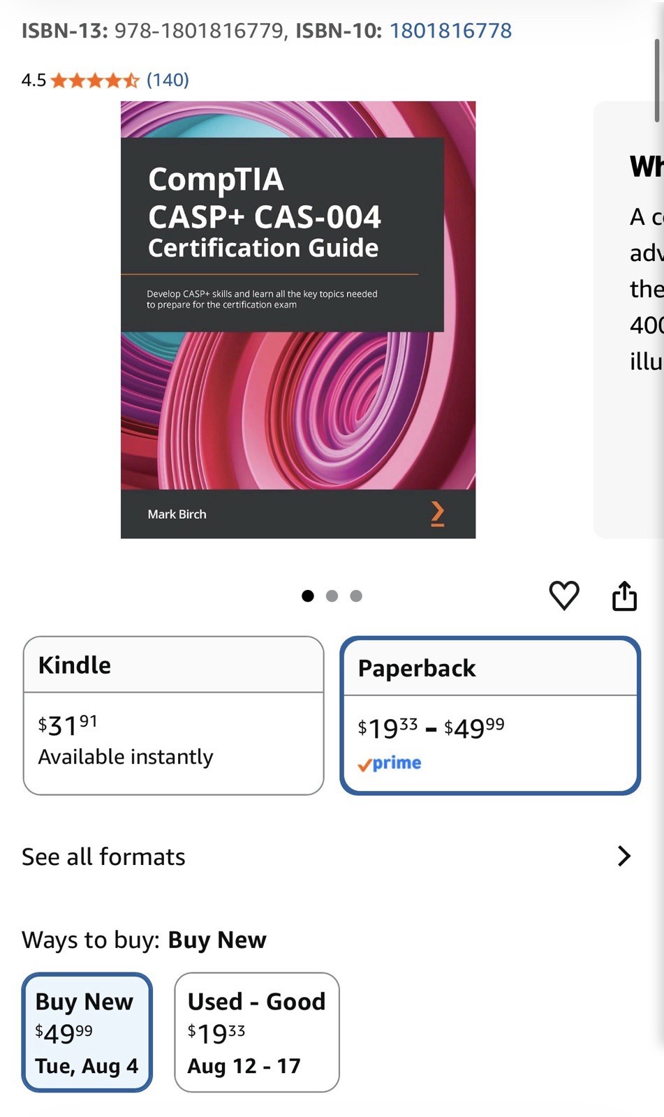 CompTIA CASP+ CAS-004 Certification Guide – Like New