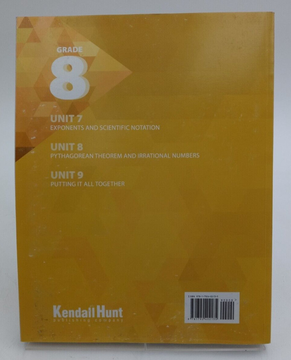 Kendall Hunt Middle School Math Grade 8 Units 7-9 Student Edition Workbook NEW