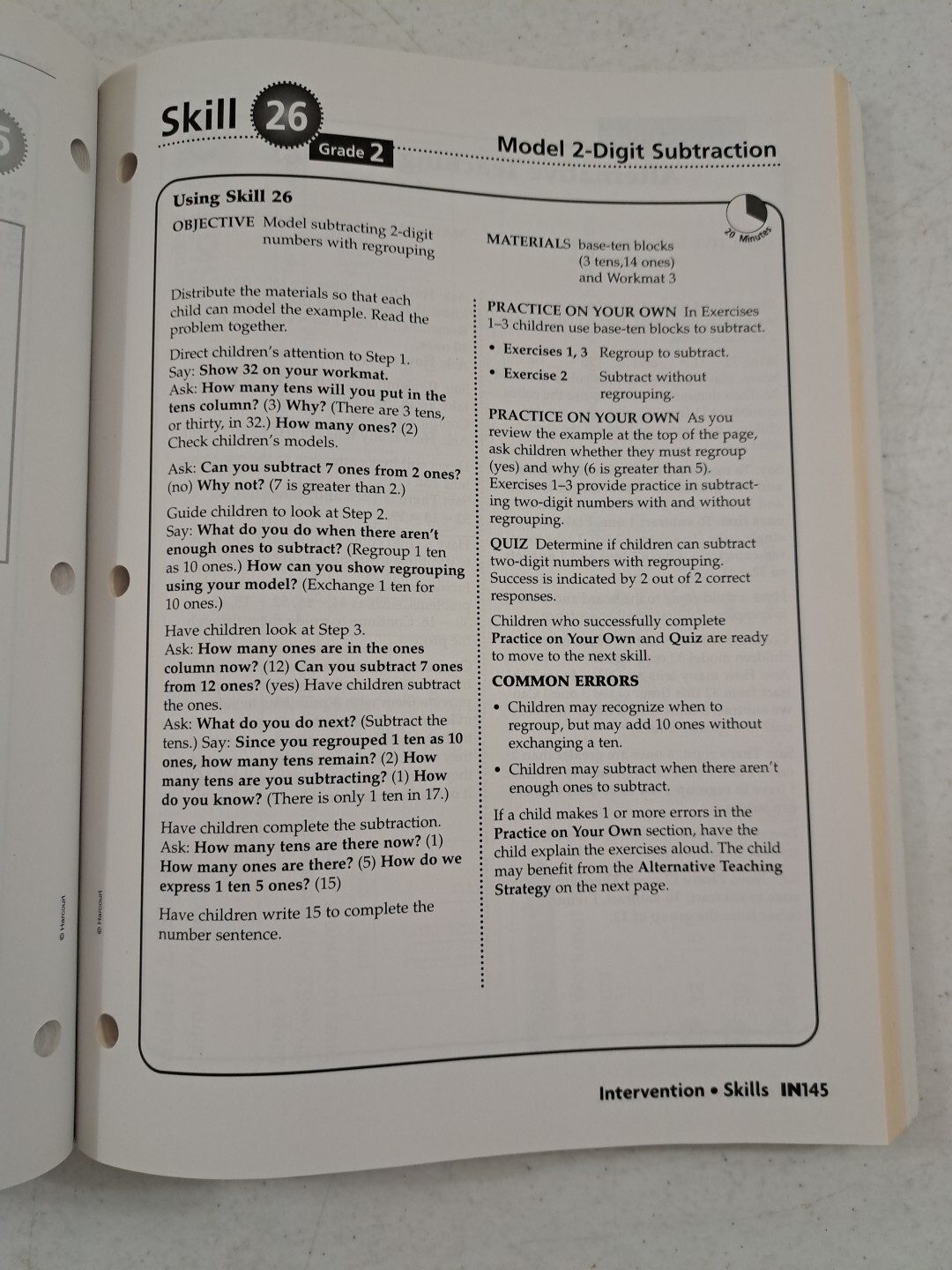 Teacher’s Guide Harcourt Math Intervention Skills-Copying Masters-Practice Instr