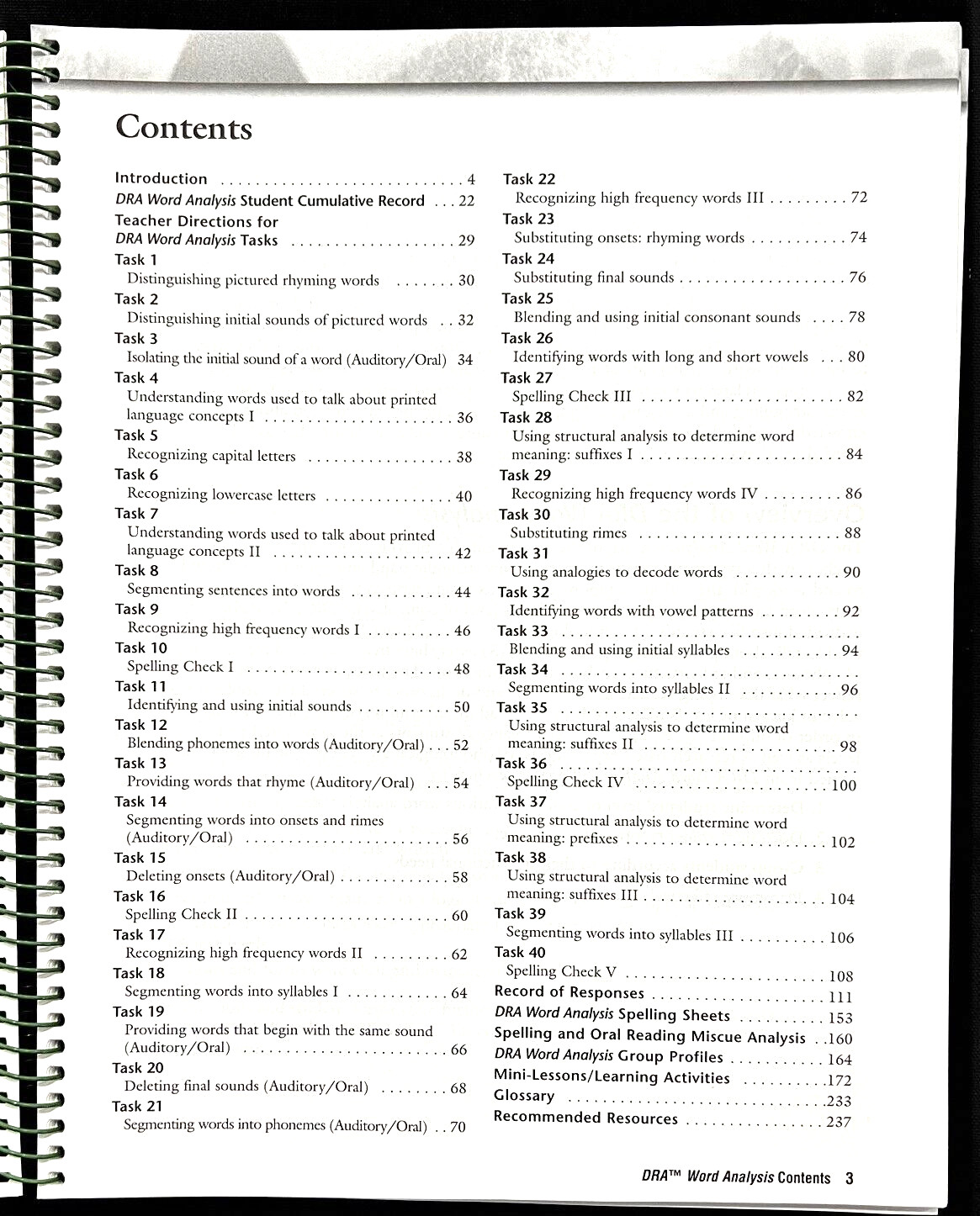 DRA2 – WORD ANALYSIS (Develop. Reading Assessment) TEACHER’ GUIDE ONLY (2005)