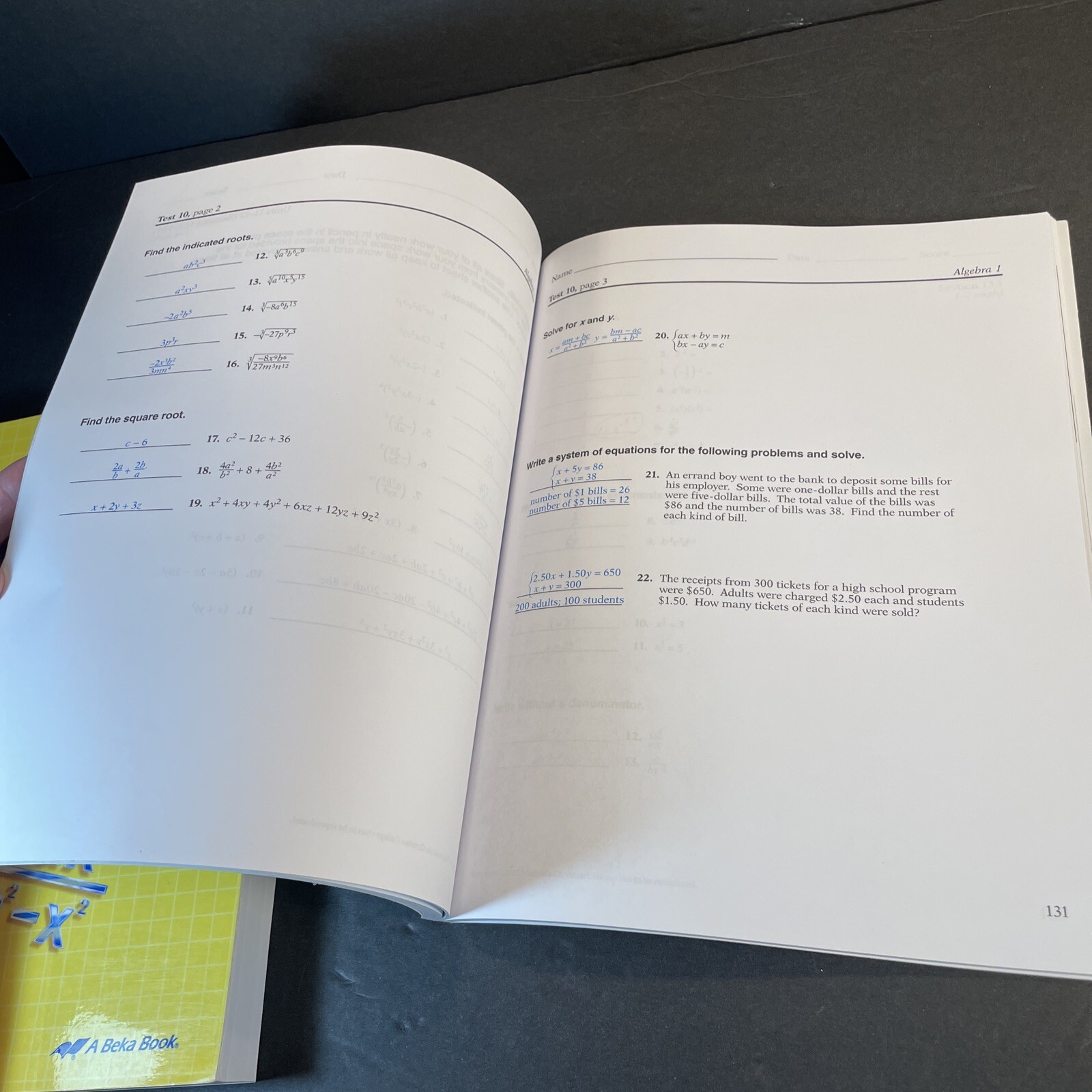 A beka Algebra 1 Solution Key And Test & Quiz Key Homeschool PB Books Lot Of 2