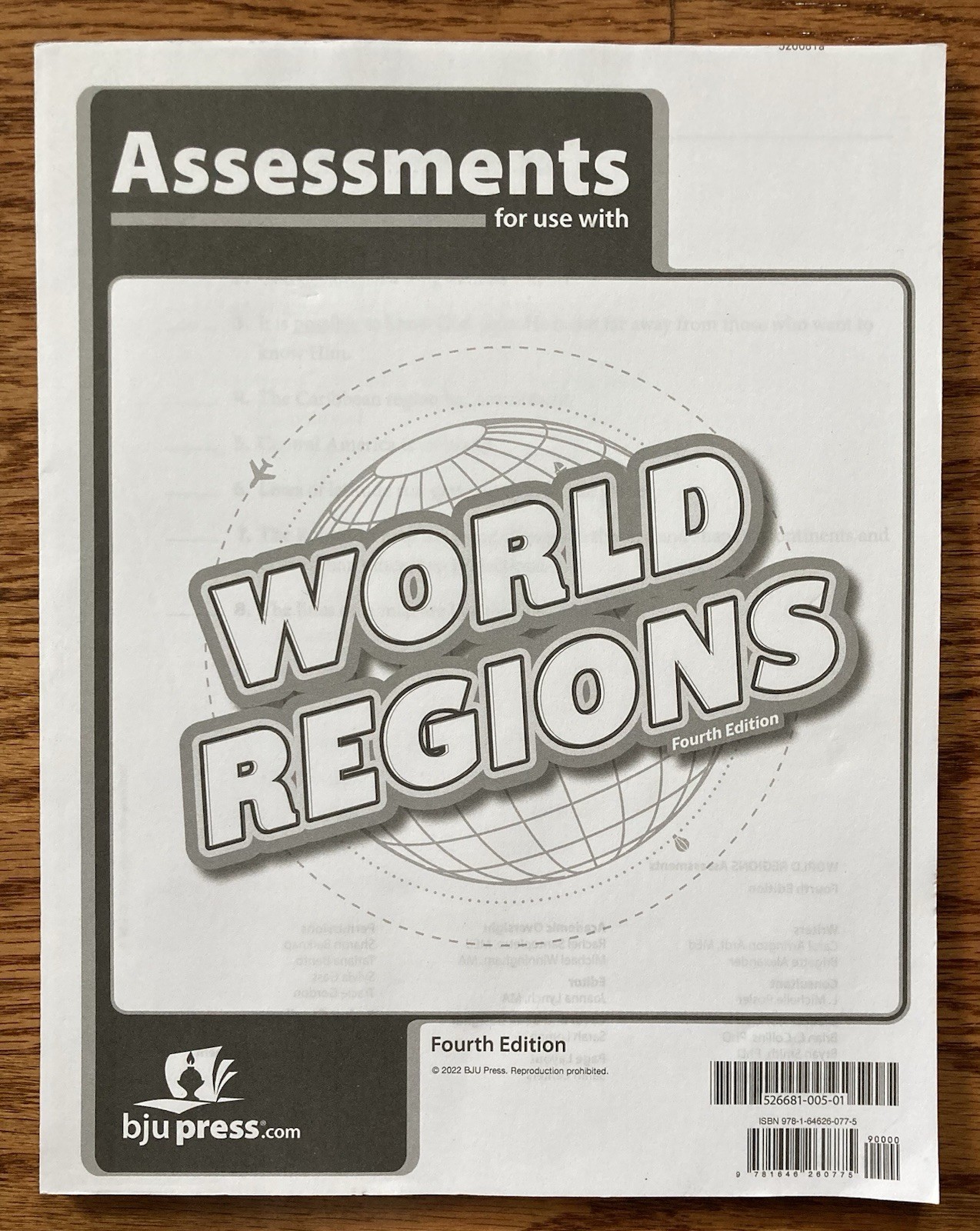 BJU Press World Regions Fourth Edition Assessments