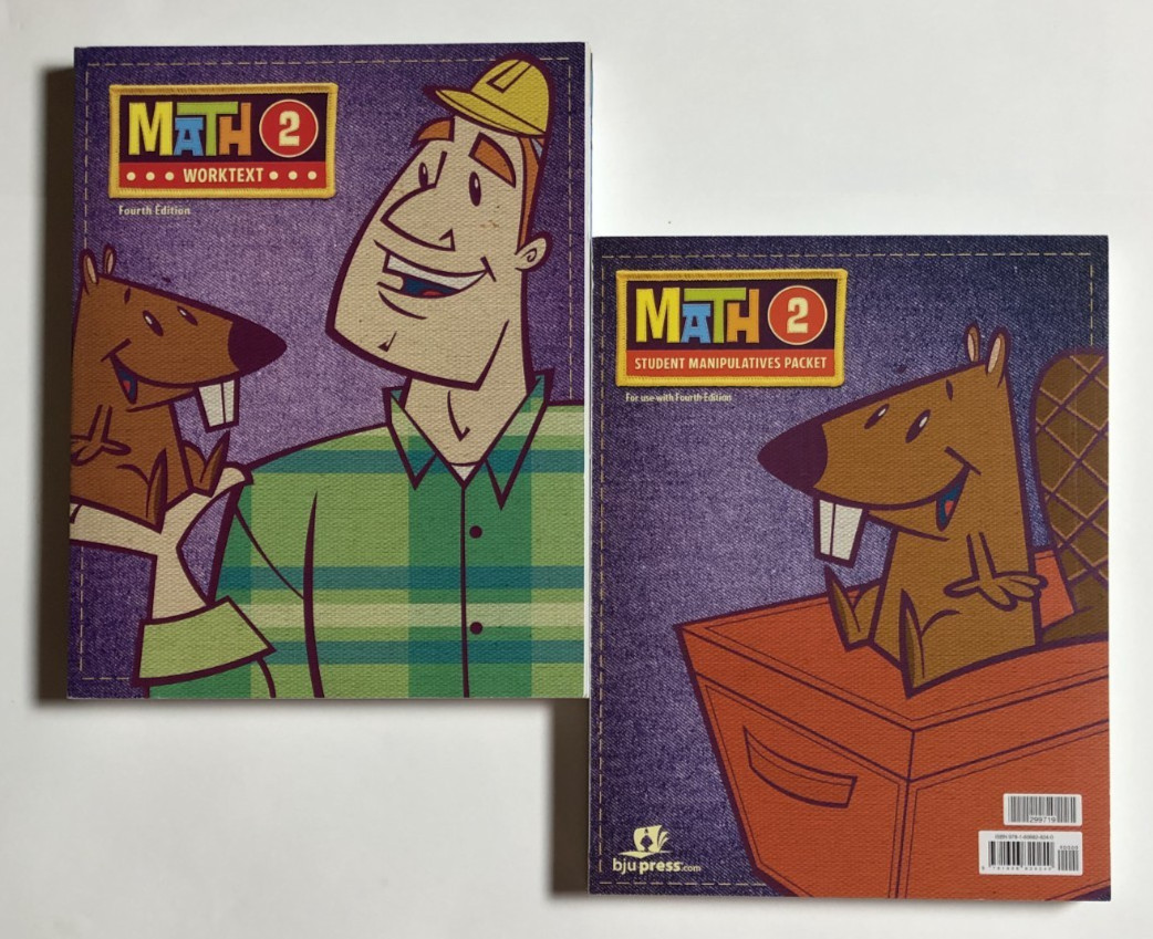 BJU Bob Jones 2nd grade MATH 2 Student Worktext Workbook Manipulatives 4th Ed