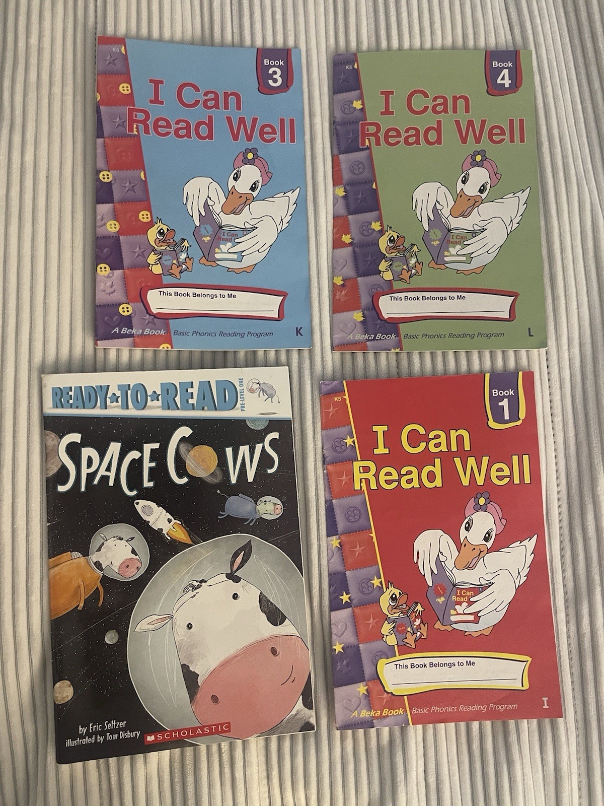 Abeka I Can Read Well Books 1,3,4 Basic Phonics Reading Program, K5, Space Cows