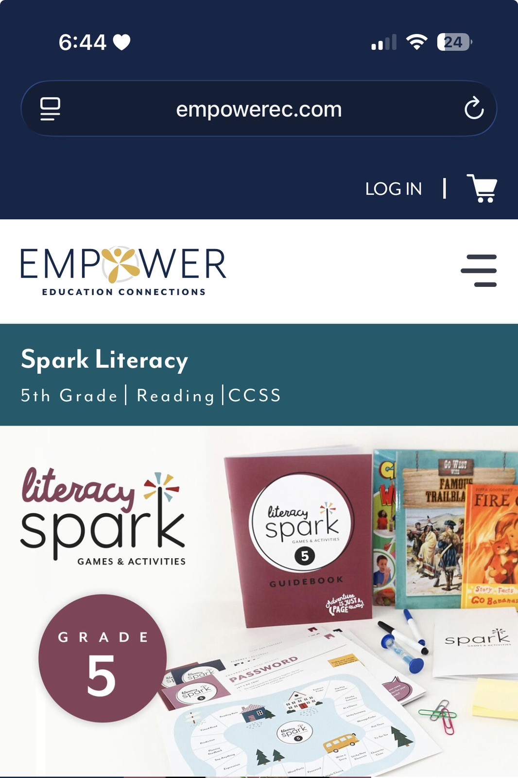 Spark Games Literacy Boxed Kit Grade 5 English Language Arts (Complete Set) NIB