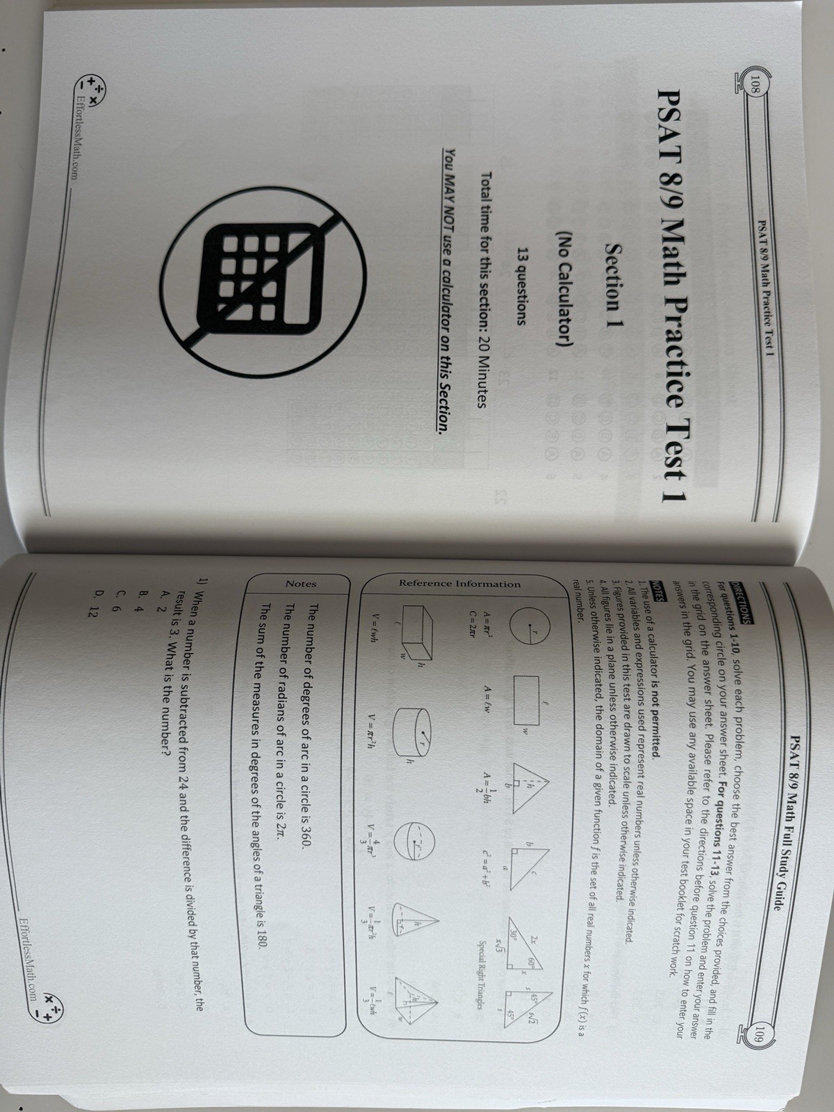 Effortless Math Education PSAT 8/9 Math Study Guide 2023-2024 – NEW Never Used