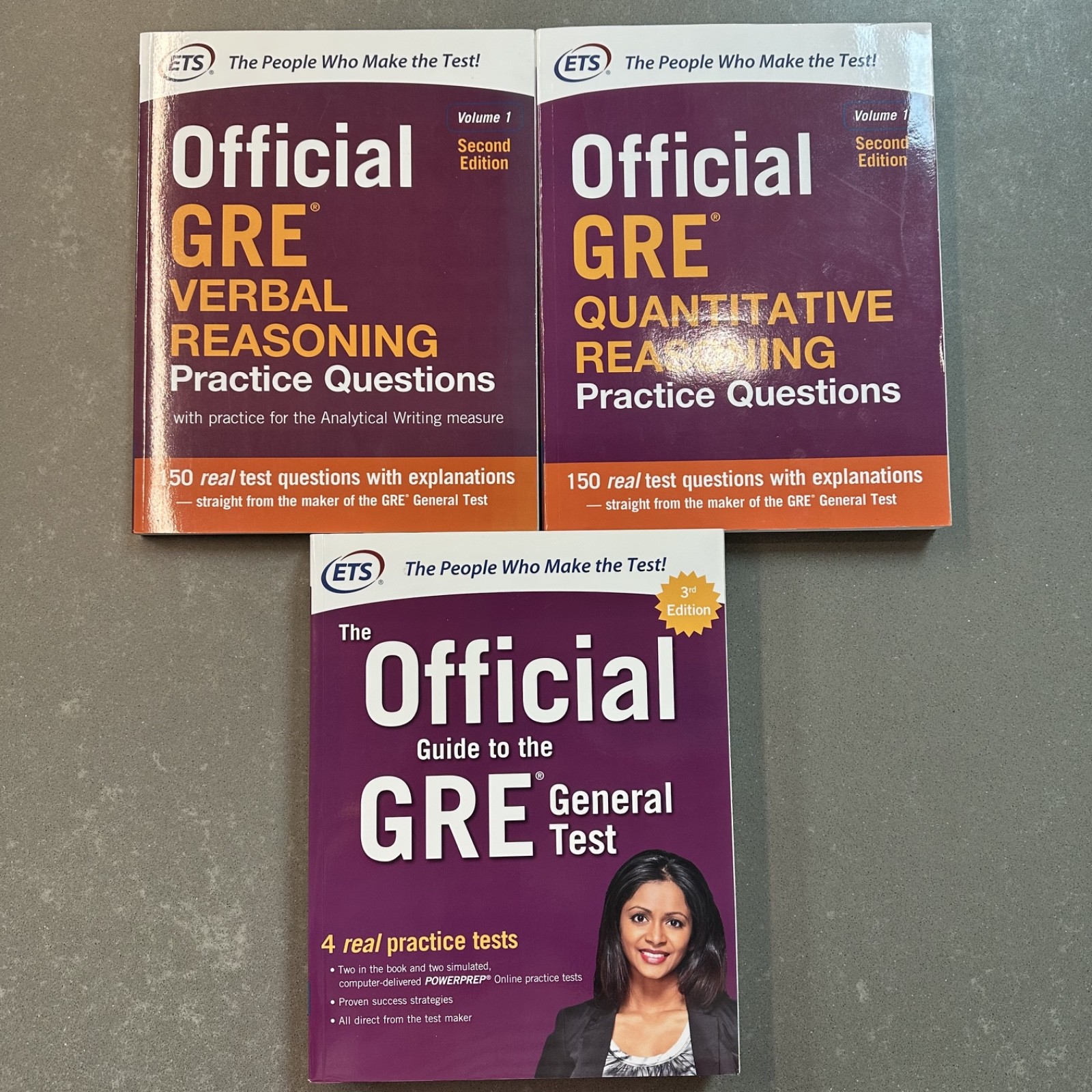 Official GRE Study Books Lot ETS Verbal Quantitative Guide Practice Set