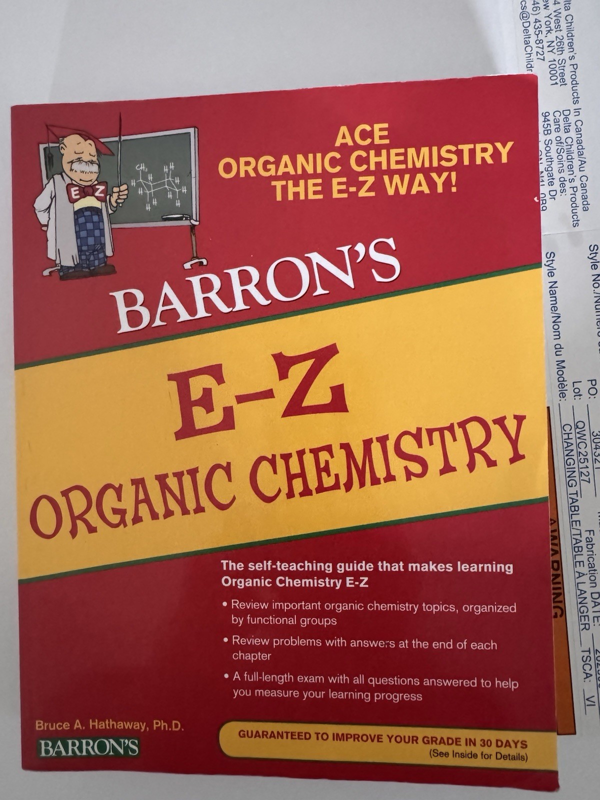 Barron’s E-Z Organic Chemistry Study Guide Book by Bruce A. Hathaway (2002)