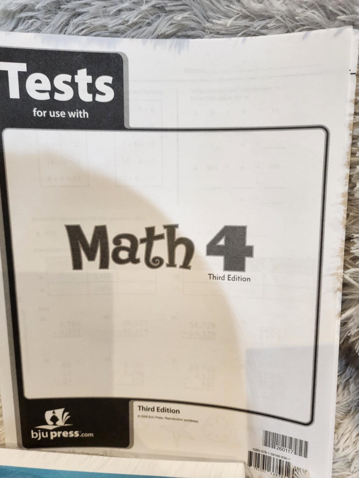 BJU 4th Grade Math 3rd Ed Student Handouts, 1/2 Worktext, and Test