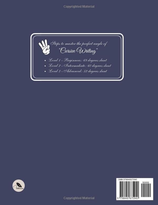 Cursive Writing Practice Paper with 60 Degree Slant Guides: LVL 2 Blank…