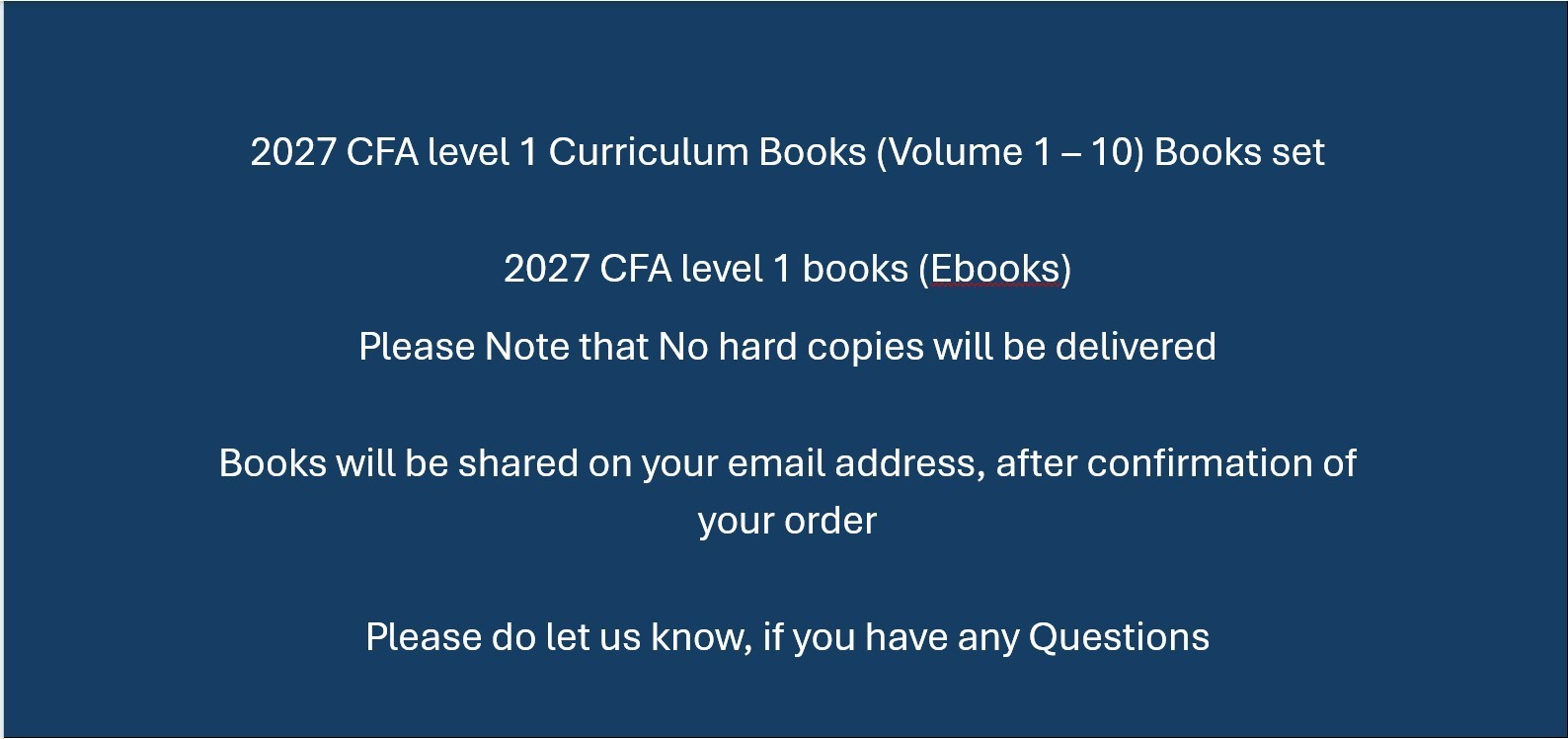 2027 CFA Program Curriculum Level 1 Box Set Volume 1-10 (Non Paper) Latest Ed.