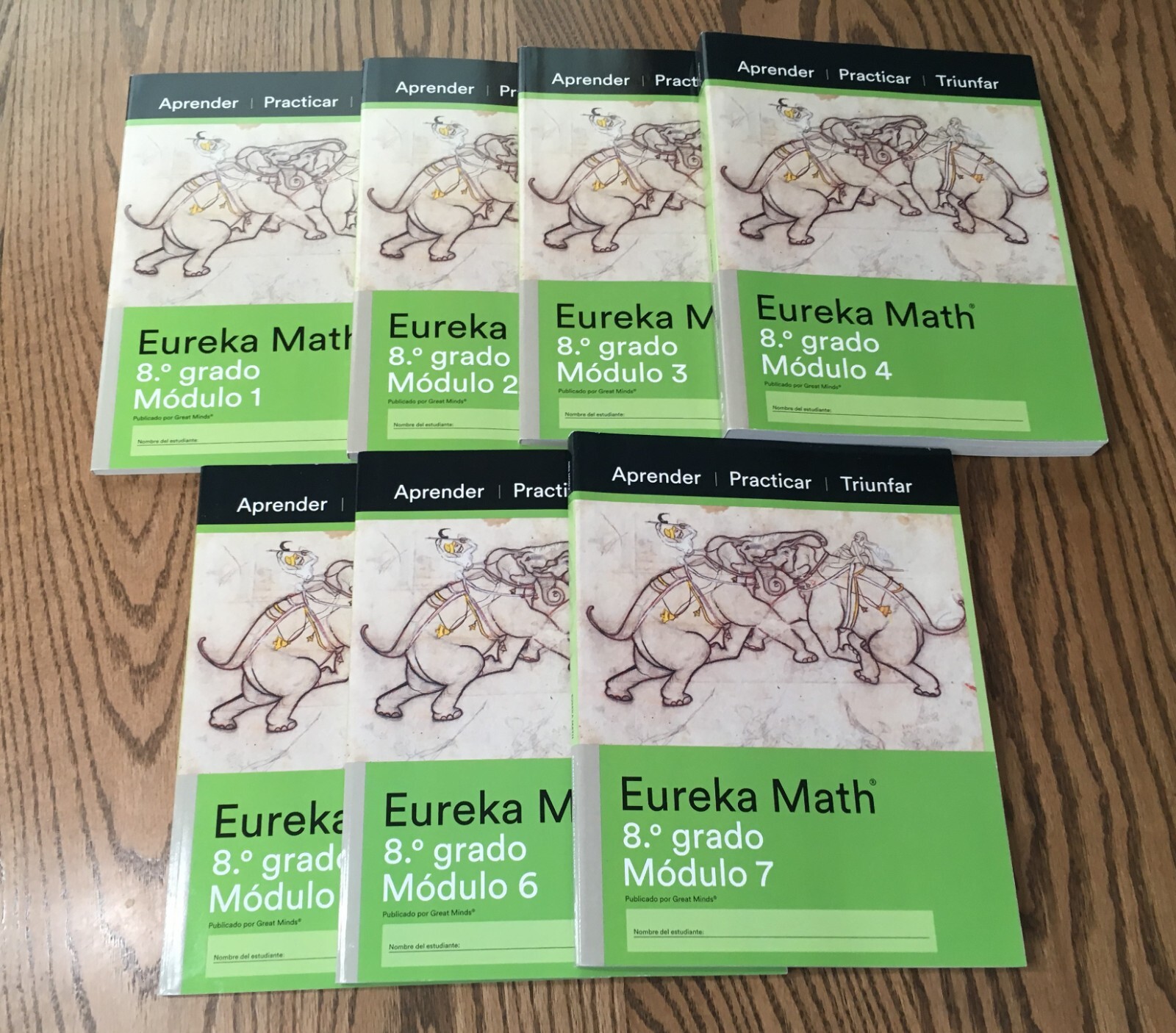 SET OF 7 EUREKA MATH SPANISH LANGUAGE STUDENT WORKBOOKS – GRADE 8 MODULE 1 – 7