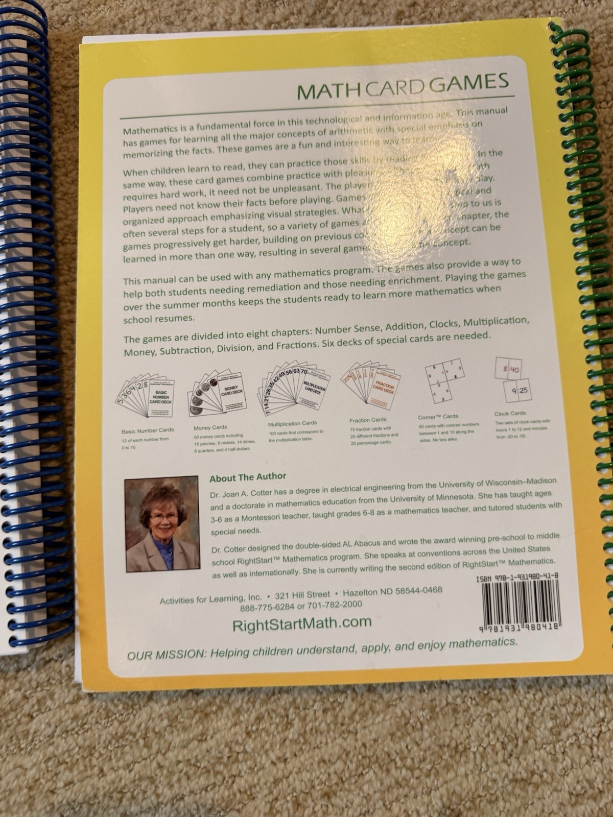 RightStart Math Level B Lessons 2nd Ed & Math Card Games 5th Ed – Very Good Cond