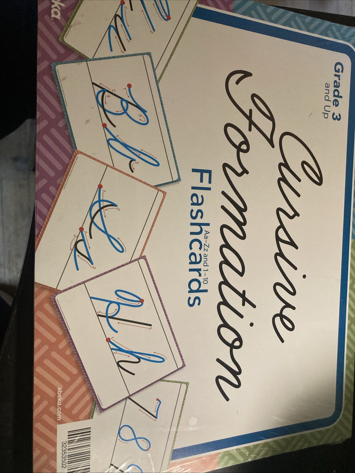 Abeka Cursive Formation Card 3rd Grade & Up Aa-Zz and 1-10 Brand New In Plastic