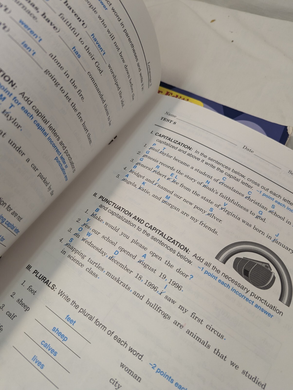Abeka Language 3 3rd Gr Student Tests Third Edition Teacher Test Key HOMESCHOOL