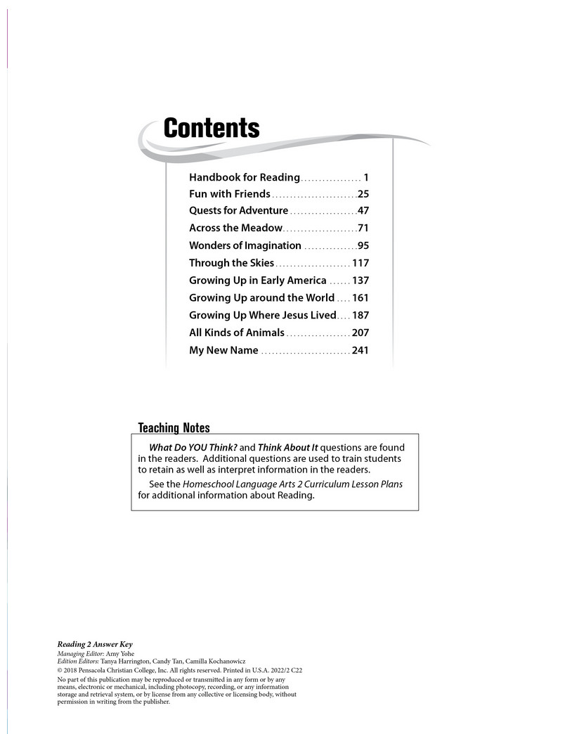 NEW Abeka Reading 2 Answer Key homeschool parent vocabulary poetry 2nd Grade ak