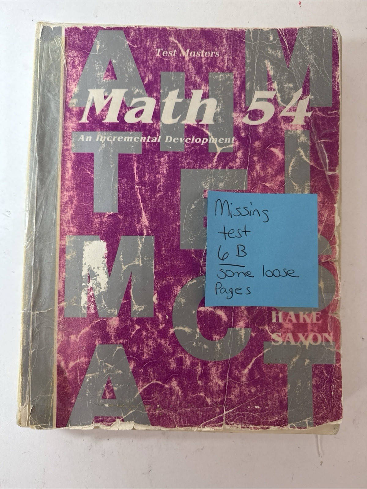 Saxon 54 Math (1st Edition) 5/4 TEST MASTERS ( Tests, Quizzes, Drills) Rare Find