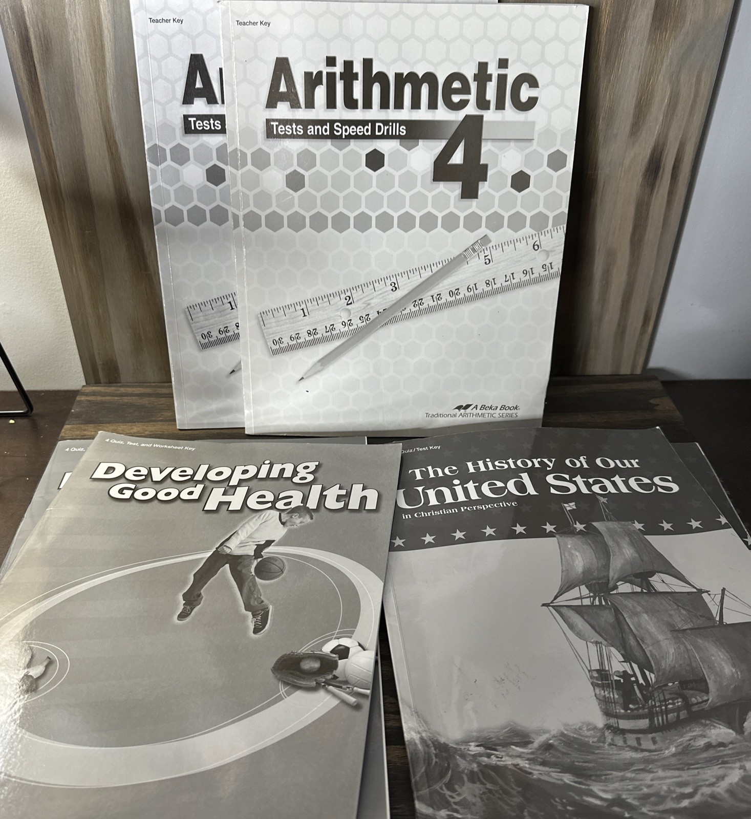 Abeka 4th grade Teacher Keys Lot of 6 Arithmetic, Health, History