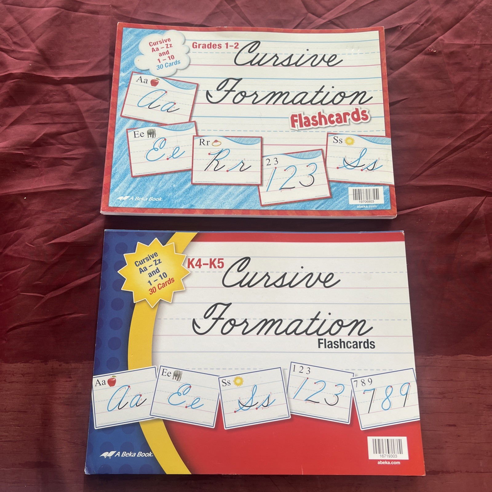 Lot/2 Abeka K4 K5 1st 2nd grade Abeka Cursive Formation Flashcards