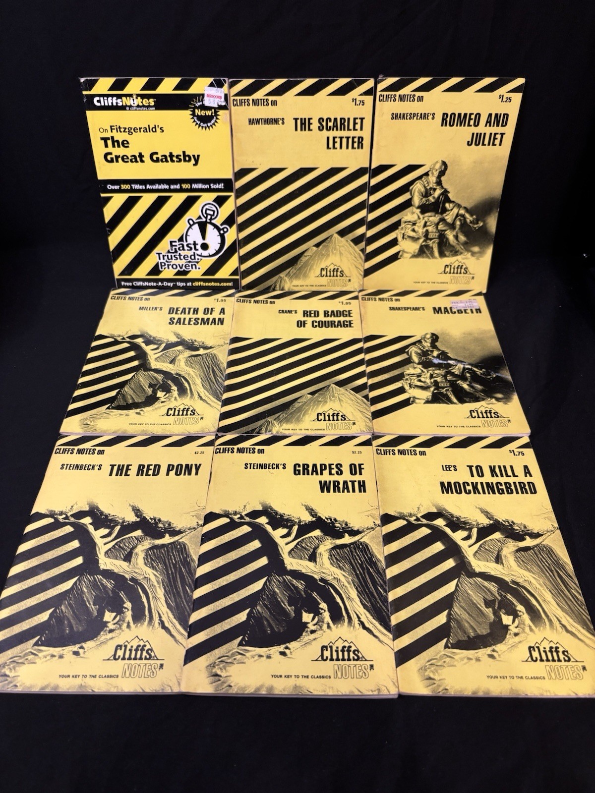 Cliffs Notes Mixed Lot of 9 Teacher Study Classics Paperback Vintage 60s-70s