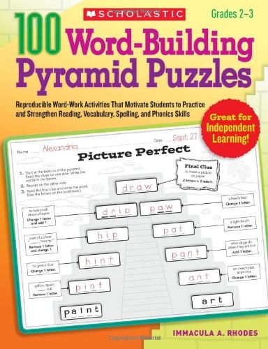 100 WORD-BUILDING PYRAMID PUZZLES: REPRODUCIBLE WORD-WORK By Immacula Rhodes VG+