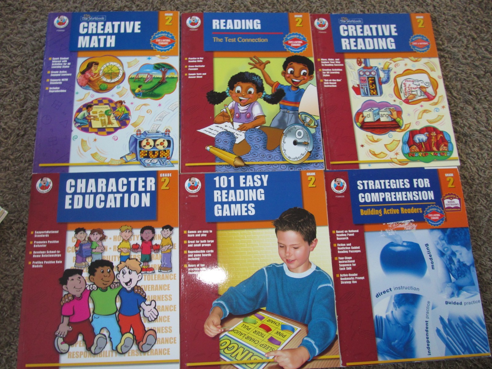 Frank Schaffer 2nd Grade 2 Workbooks Reading Math Character Comprehension SET 6