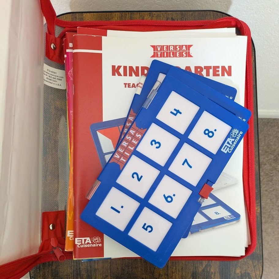 Kindergarten Curriculum VersaTiles Starter Set 8 Workbooks 3 Holders w/24 Tiles
