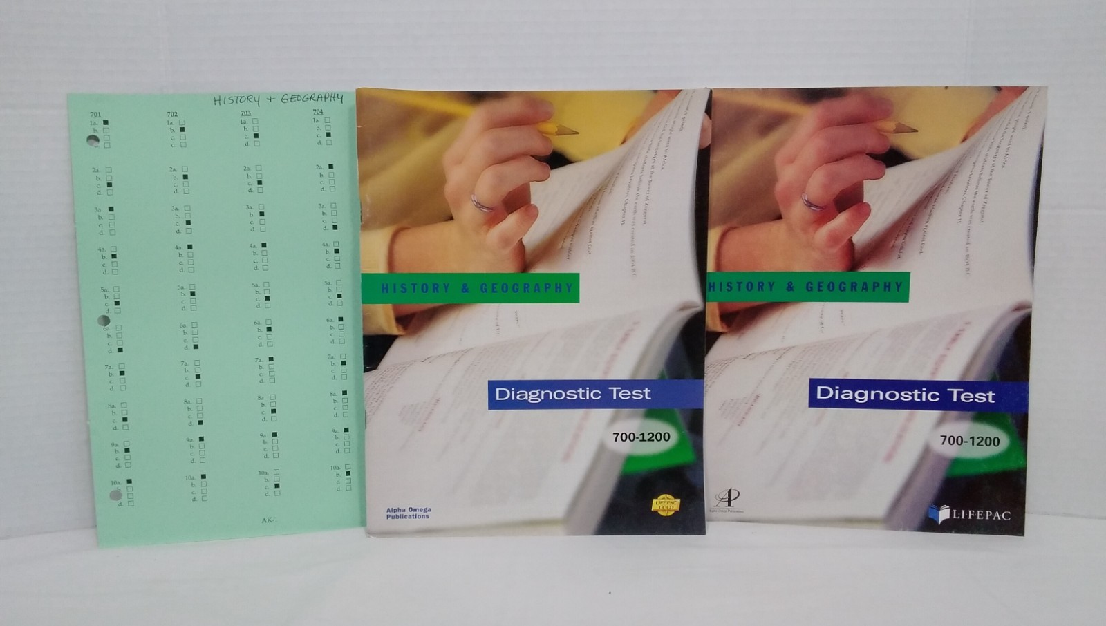 LIFEPAC AOP History & Geography Diagnostic Test Kit 700-1200 *2 Test Books